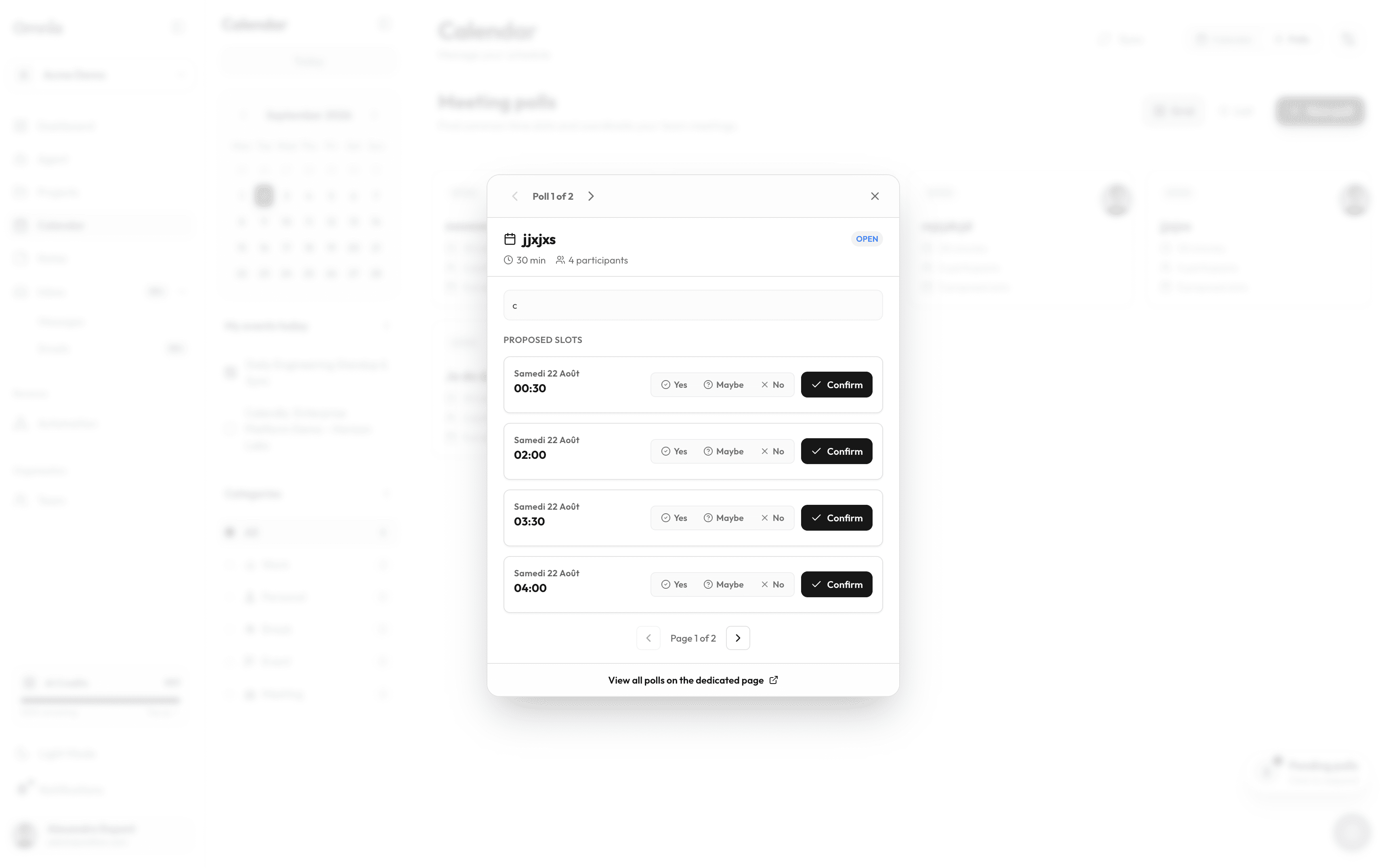 Interactive quick vote modal for meeting poll